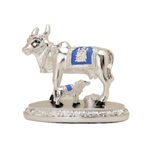 Cow With Calf - Silver Oval Base